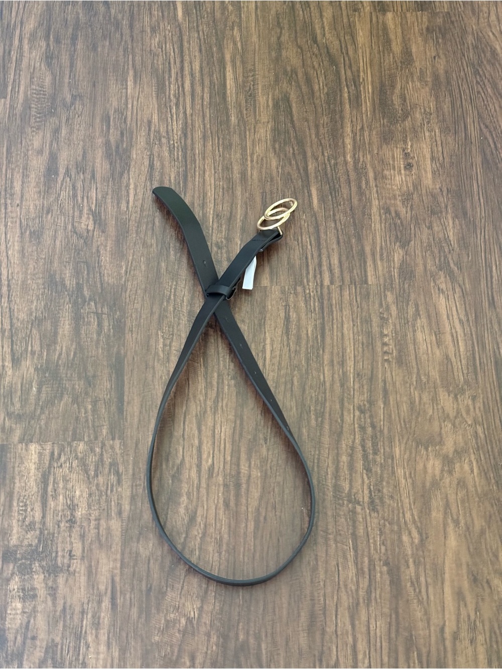 Francesca's Collections Black Belt with Gold Double-Ring Buckle
